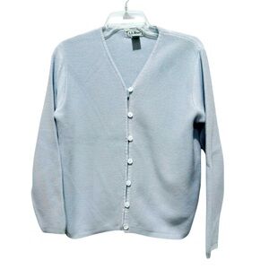 Vintage L.L. Bean 100% Cotton Baby Blue Cardigan Sz S